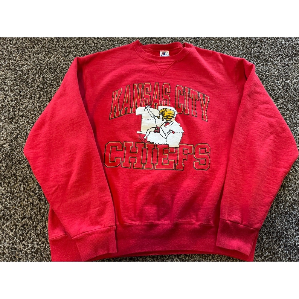 Vintage Kansas City Chiefs Champion Pro Line NFL Football Crewneck Red Size XXL